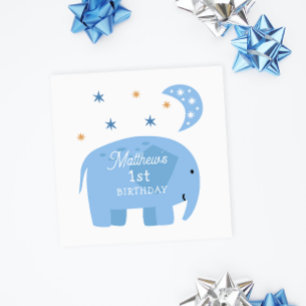 Blue Elephant 1st Birthday Safari Party for Boy Napkins