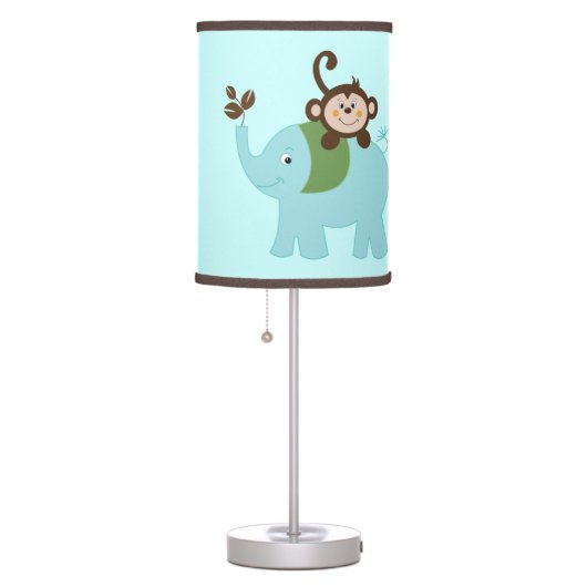 Blue Elephant and Monkey Nursery Lamp (Right)