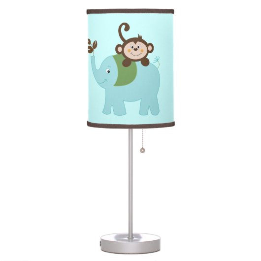Blue Elephant and Monkey Nursery Lamp (Left)