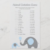 Blue Elephant Animal Gestation Match Shower Game (Front)