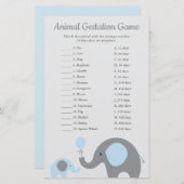 Blue Elephant Animal Gestation Match Shower Game (Front/Back)