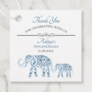 Blue Elephant Annaprashan   First Rice Favor Tags