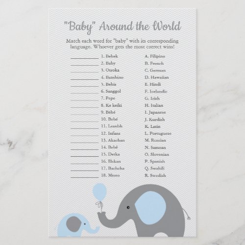 Blue Elephant Baby Around the World Translation Flyer