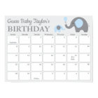 Blue Elephant Baby Birthday Prediction Calendar
