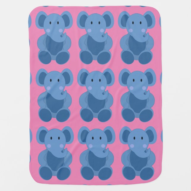 Blue Elephant Baby Blanket (Front)