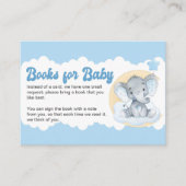 Blue Elephant Baby Book Request Baby Shower Enclosure Card (Front)