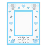 Blue Elephant Baby Boy Birth Stats Picture Frame P Photo Print