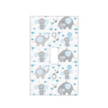 Blue Elephant Baby Boy Nursery Light Switch Cover