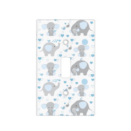 Blue Elephant Baby Boy Nursery Light Switch Cover