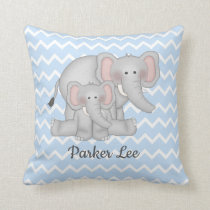 Blue Elephant Baby Boy Nursery Safari Animals Throw Pillow