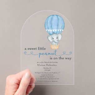 Blue Elephant Baby Boy Shower Arch Acrylic Invitations