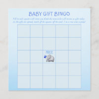 Blue Elephant Baby Boy Shower Baby Bingo Game Invitation