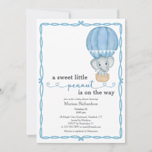 Blue Elephant Baby Boy Shower Invitation