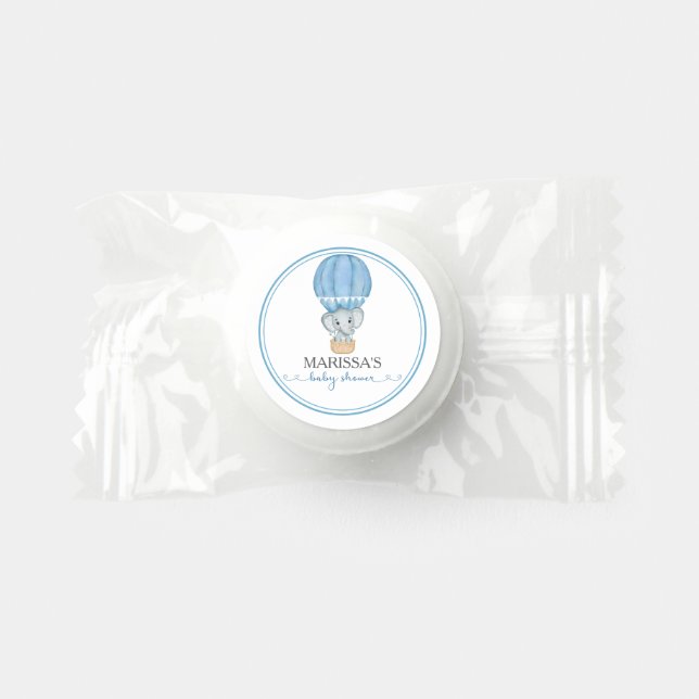 Blue Elephant Baby Boy Shower Life Saver® Mints (Front)