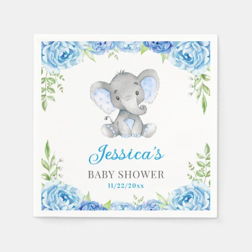 Blue Elephant Baby Boy Shower Little Peanut Party Napkins