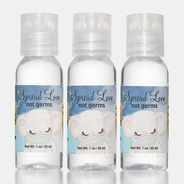 Blue Elephant Baby Boy Shower Party Favors Hand Sanitizer (Set)