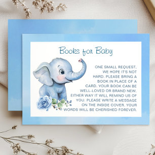 Blue Elephant Baby Shower Book Request Card – Cute
