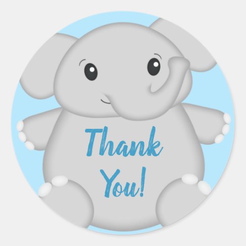 Blue Elephant Baby Shower Classic Round Sticker