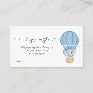 Blue Elephant Baby Shower Diaper Raffle Enclosure Card