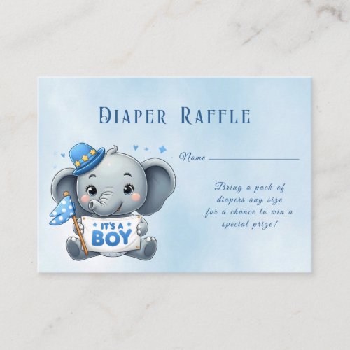 Blue Elephant Baby Shower Enclosure Card