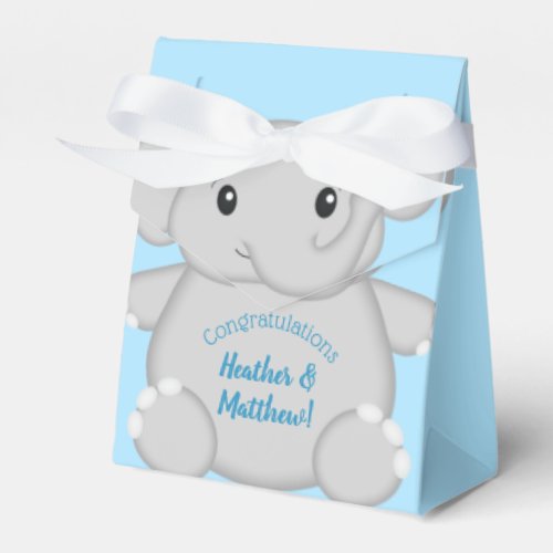 Blue Elephant Baby Shower Favor Boxes