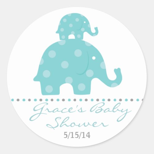 Blue Elephant Baby Shower Favor Stickers