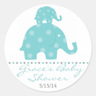 Blue Elephant Baby Shower Favor Stickers