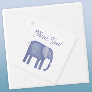 Blue Elephant Baby Shower Favor Tags