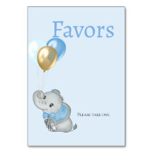 Blue Elephant Baby Shower Favors Card
