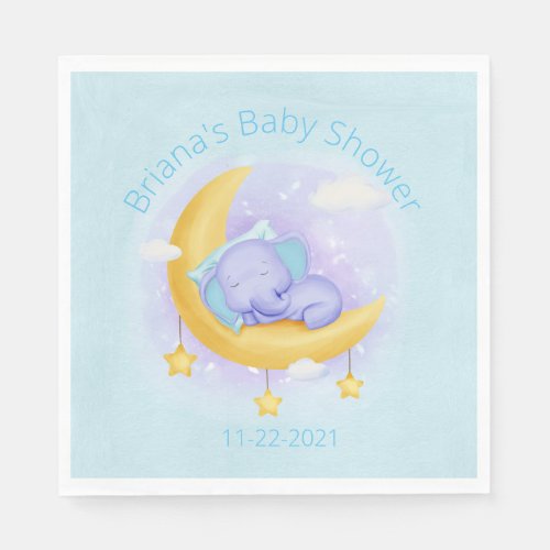 Blue Elephant Baby Shower for a Boy Napkins
