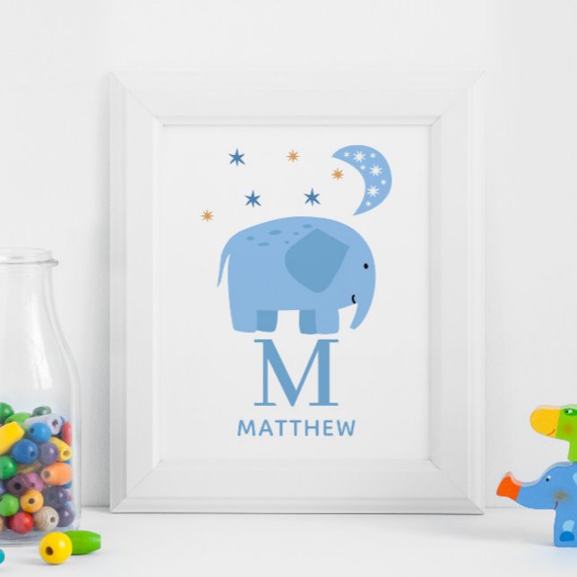 Blue Elephant Baby Shower for Boy | Cute Nursery Poster (Creator Uploaded)