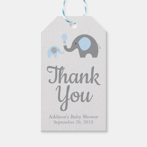 Blue Elephant Baby Shower Gift Tag Favor Tags