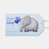 Blue Elephant Baby Shower Given with Love Gift Gift Tags