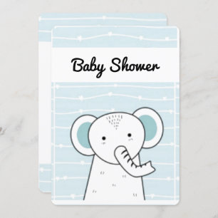 Blue Elephant Baby Shower Invitation
