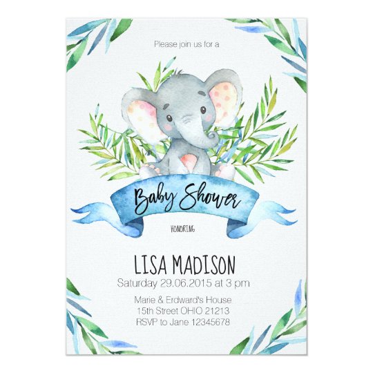 Blue elephant Baby Shower Invitation | Zazzle.com