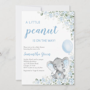 Blue Elephant Baby Shower Invitation