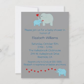 Blue Elephant Baby Shower Invitation | Zazzle