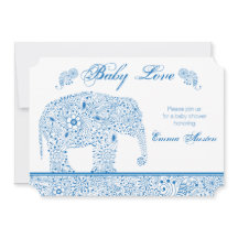 Blue Elephant Baby Shower Invitation