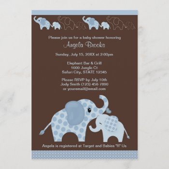 Blue Elephant Baby Shower Invitation Ce-b by MonkeyHutDesigns at Zazzle