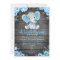 Blue Elephant Baby Shower invitation, rustic boy