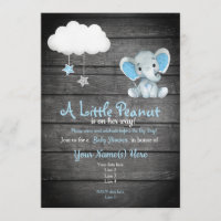 Blue  Elephant Baby Shower invitation, rustic Invitation