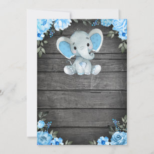 Blue Elephant Baby Shower invitation template 