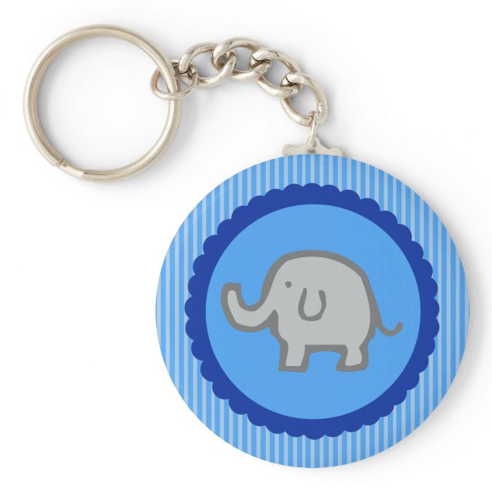 Blue Elephant Baby Shower Keychain Favors