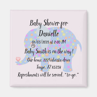 Blue Elephant & Baby Shower Magnet