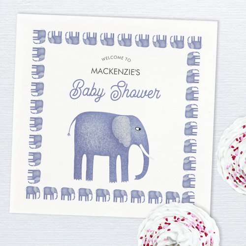 Blue Elephant Baby Shower Napkins