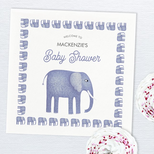 Blue Elephant Baby Shower Napkins (Blue elephant baby shower napkin)