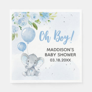 Blue Elephant Baby Shower Napkins