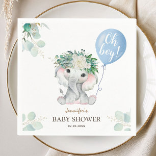 Blue Elephant Baby Shower Oh Boy Paper Napkins