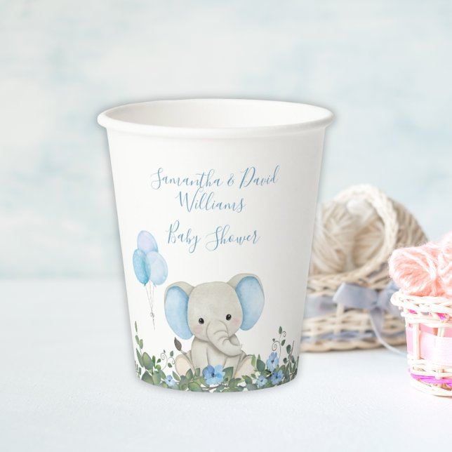 Blue Elephant Baby Shower Paper Cups (Creator Uploaded)