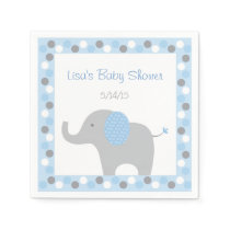 Blue Elephant Baby Shower Paper Napkins